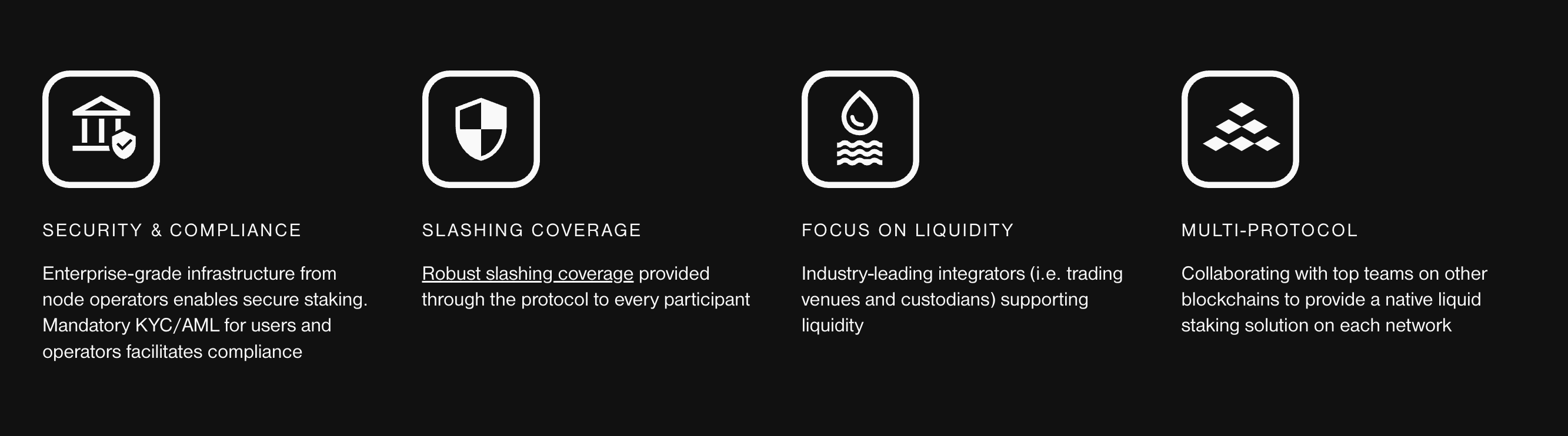 The Liquid Collective protocol is built to meet the needs of institutions, and anyone who wants to participate in enterprise-grade liquid staking