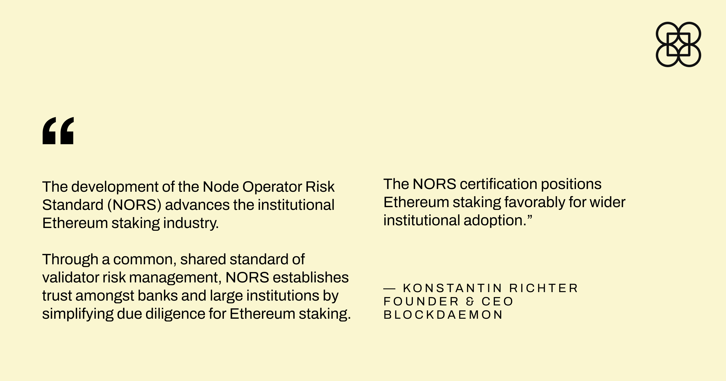 The NORS certification positions Ethereum staking favorably for wider instituitonal adoption